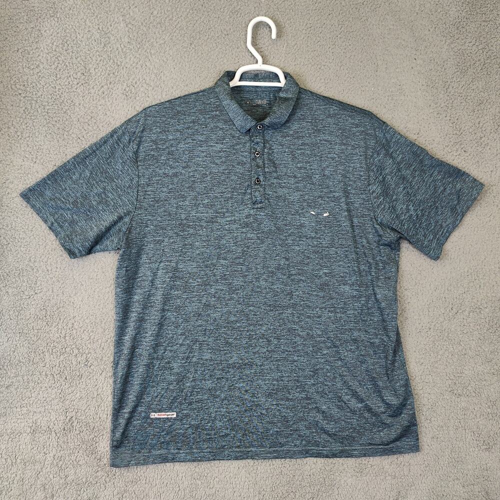 Under Armour Polo Mens Extra Large Teal Blue Heat Gear Golf Shirt Sleeve Athleti
